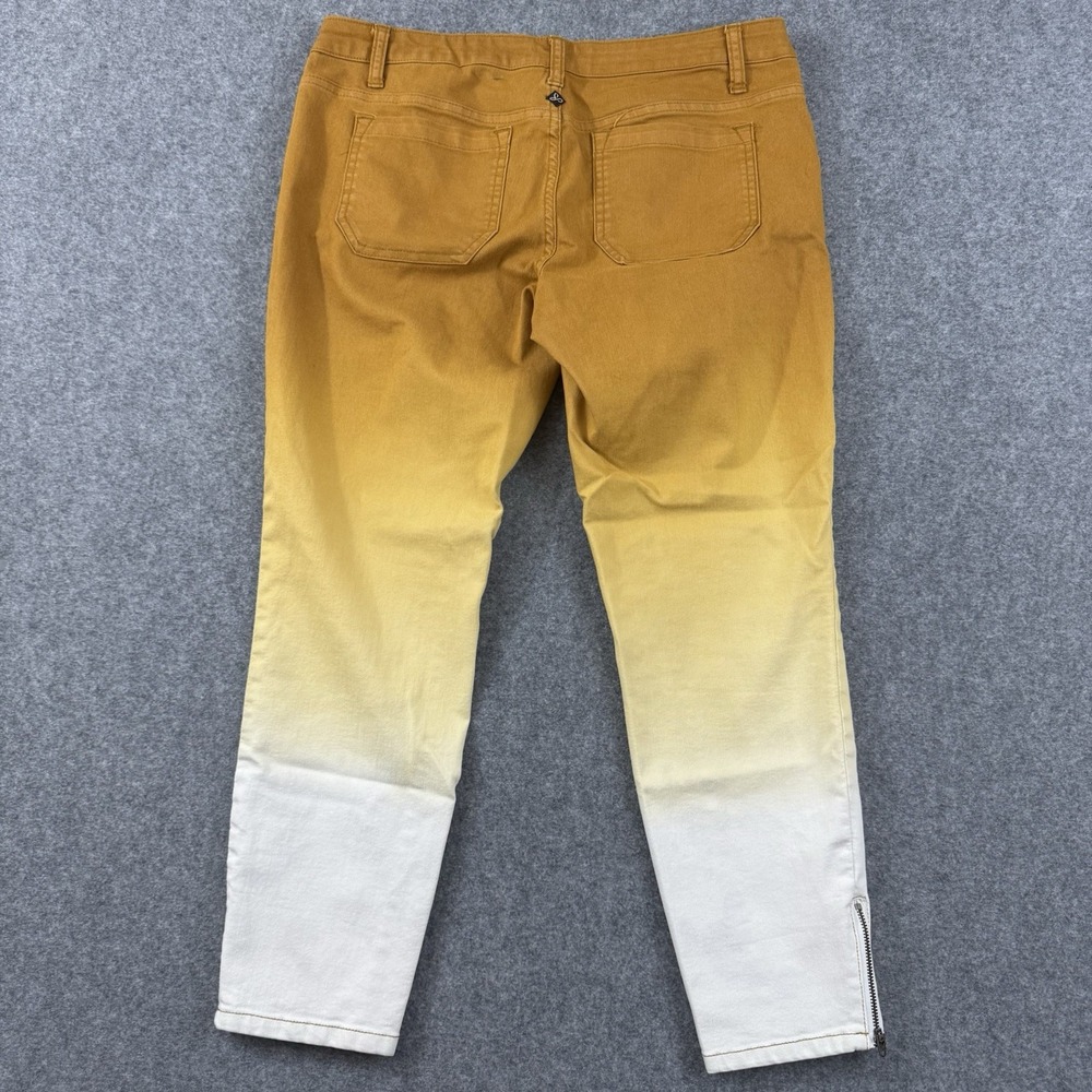 prAna Jett Organic Cotton Stretch Skinny  Cropped Jeans Gold Ombre  Zip‎ Size 10 - Picture 2 of 8